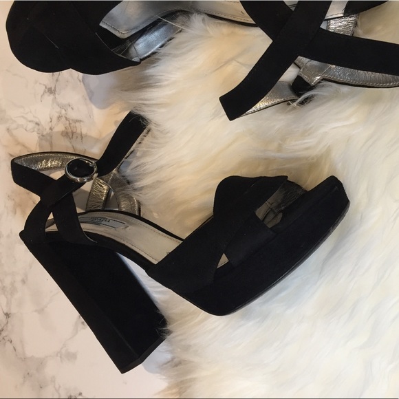 🔥SOLD Prada black  suede platform sandals - Picture 3 of 8